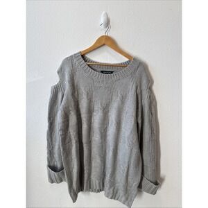 Davi & Dani Gray Cold Shoulder Cable Knit Sweater 1XL NWT